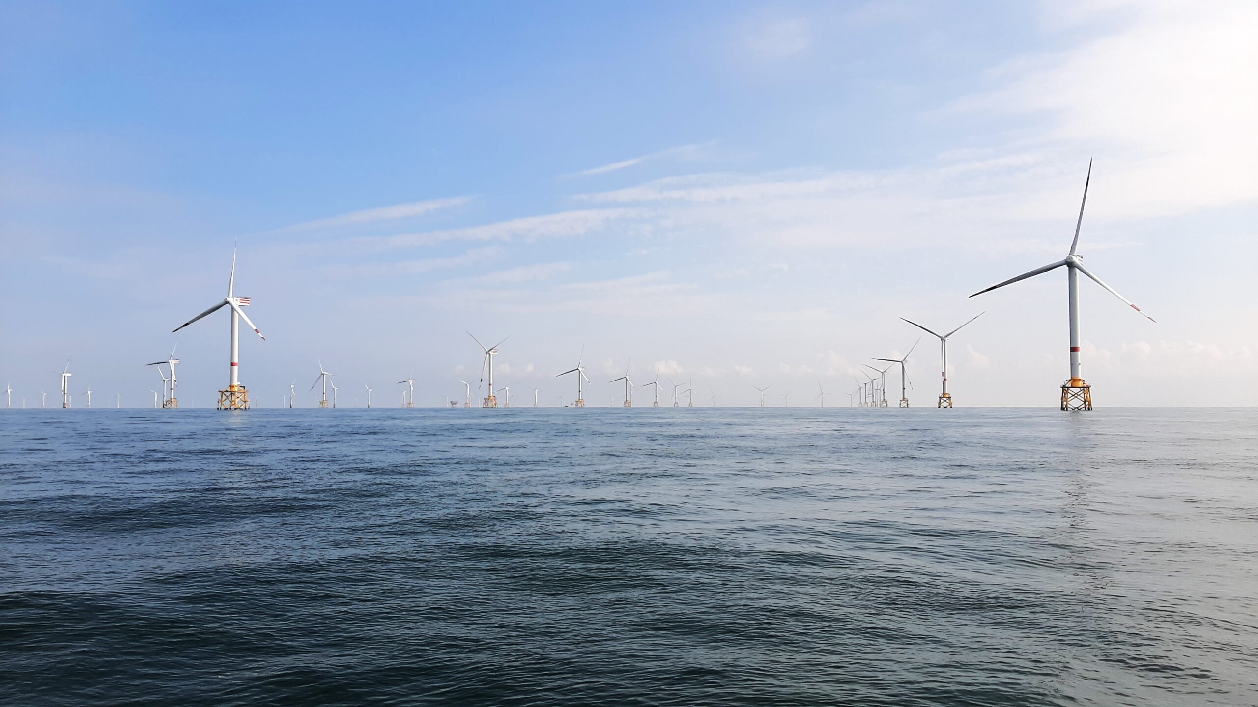 Offshore windpark met talloze windturbines